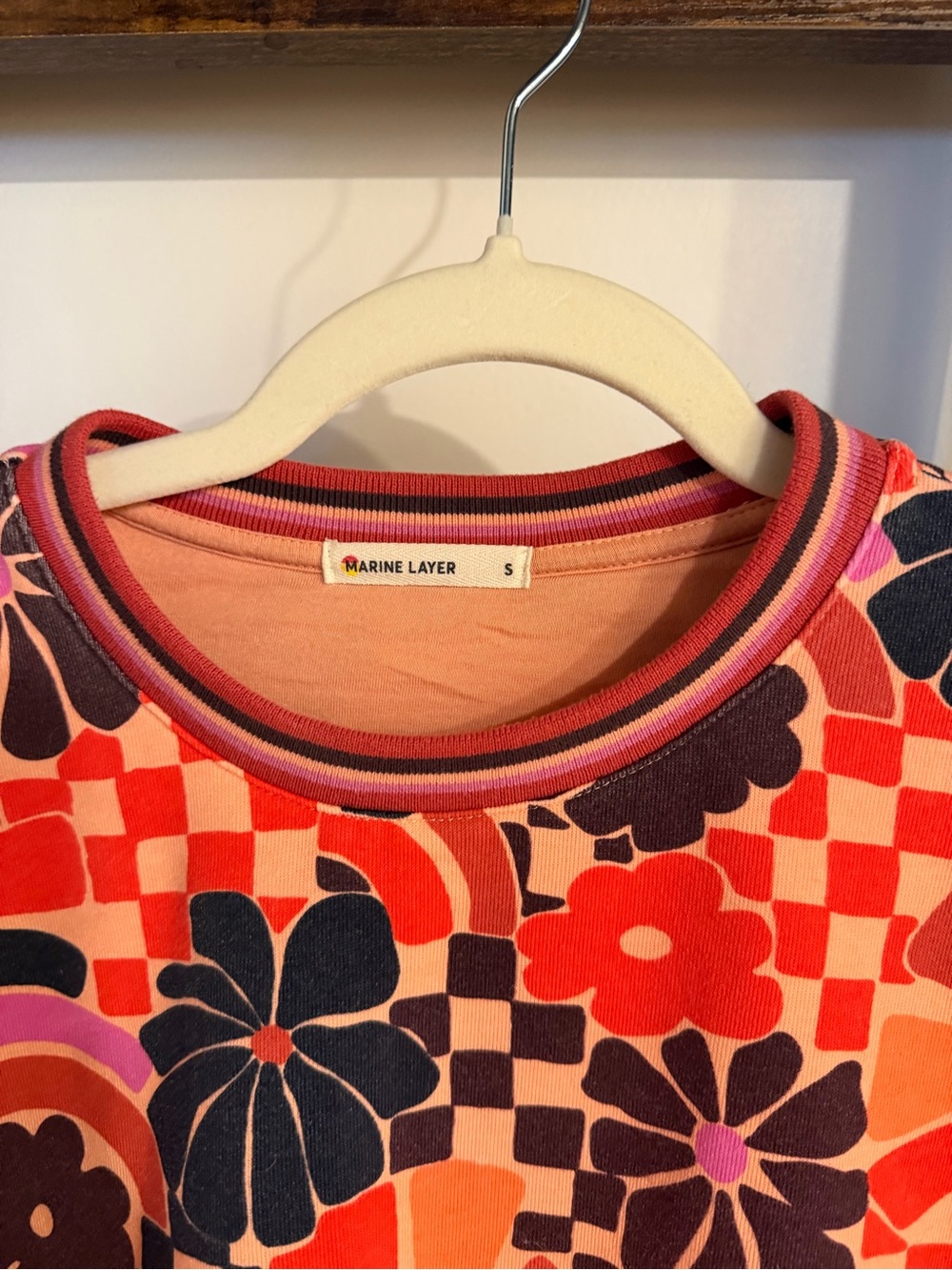 Marine Layer Retro Floral Graphic Sweatshirt in Orange & Black - Picture 2 of 2